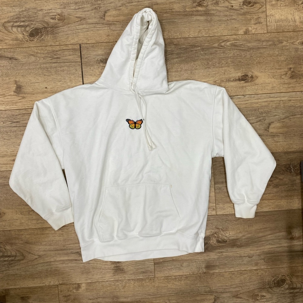 BRANDY MELVILLE Christy Butterfly white hoodie sweatshirt